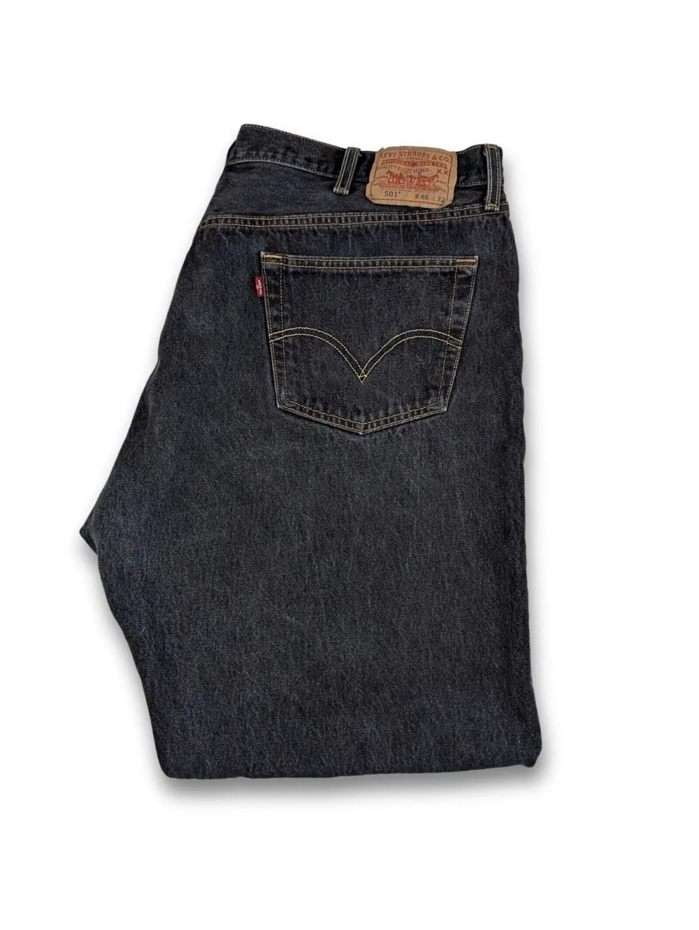 VTG Y2K Levi’s 501 Men’s Jeans 46x32 (Fits 40x28) Button Fly Charcoal Dark Wash